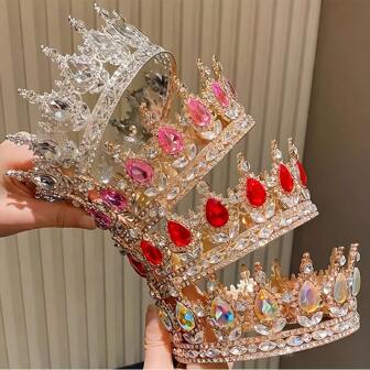 1pc Multi-Color Prince & Queen Crown, Suitable As Birthday Party, Coming-Of-Age Gift For Girls, Can Be Worn In Daily Life And Parties, Cute Crown, Perfect For Birthday Party