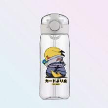 pokemon 400ML Cartoon Pokemon Pikachu Sports Water Bottle Outdoor Large Capacity Leak-Proof Cup Motivational Portable Plastic Cup Straw