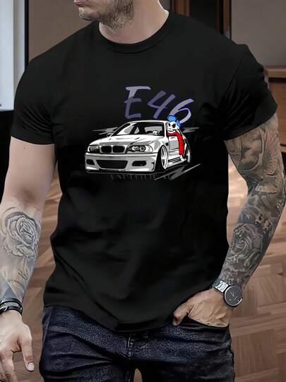 T-shirt BMW E46 M3 pour homme, col ras du cou, 220 g/m², pur coton d'été, manches courtes (1 pièce)