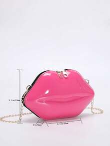 1pc Fashionable Glossy Lip Shaped Chain Strap Crossbody Bag For Women, Novel And Unique Design, Versatile Fashion Item With Multiple Color Options - Hot Pink - View 5