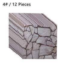 12PCS 3D Tile Brick Wall Sticker Self-Adhesive Waterproof PVC Wallpaper, 30*30cm, Multi-Pattern - Multicolor - View 8