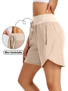 ZUTY 7" Hoch taillierte Sport Shorts für Frauen, Lauftraining Lang Shorts mit 3 Reißverschlusstaschen, Sommer