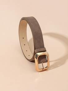 1pc Women's Square Buckle PU Leather Look Vintage Dress Belt, Matching For Jeans, Pants, Dresses, Versatile Accessory - Gold Square Buckle Belt - View 16