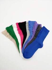 1/2/3/5 Pares de Calcetines mujer de pila rota de unicolor, calcetines de tripulación con agujeros rotos, estilo vintage, gruesos, para pareja, calcetines hasta el tobillo con agujeros en la calle