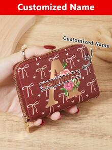 1pc Custom Signature Wallet,Personalized Signature Design Wallet,Custom Signature Wallet,Personalized Wallet With Signature,Custom Signature Wallet,Love Pattern Versatile Coin Wallet,Card Holder Multi-Card Card Organizer For Storage Credit Cards,New Year Glamour - Pink - View 17