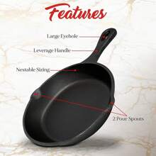 Cast Iron Skillet Cookware Frying Pan Pre-Seasoned Grill Pan Frypan Camping Pan Gift Idea