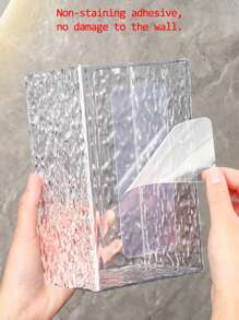 Acrylic Tissue Box Holder, Customizable Logo Printing, Luxury Clear Crystal-Like Pattern, Hotel/Home Use, Waterproof For Bathroom, Rustproof Wall-Mounted With No Drilling, Easy Refilling, Inverted Stick-On Design, Bathroom Storage Organizer