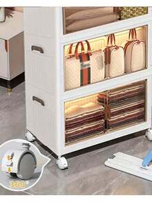 45cm/5layers Plastic Storage Bins Stackable Storage Bins With LIDS Storage Containers Collapsible Storage Boxes With Handles For Bedroom Living Room Kitchen - 白色 - 查看 8