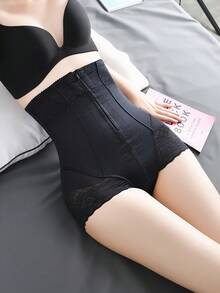Women's High Waist Butt Lifting Shapewear, Belly Control Bodycon Underwear, Double Layer Jacquard Belly Support Shaper Panties - 黑色 - 查看 4