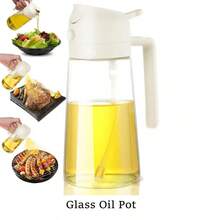 1/2pcs Oil Sprayer Bottle, Kitchen Oil Dispenser Bottle, 2-In-1 Olive Oil Mister And Oil Dispenser, Oil Spray Bottle For Cooking, Kitchen, BBQ, Salad, Baking, 470ml/15.8OZ