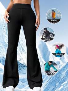 2025冬季女士超薄阔腿裤，提臀瑜伽裤，喇叭裤，户外运动休闲裤，打底裤，保暖内衬