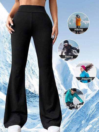 2025冬季女士超薄阔腿裤，提臀瑜伽裤，喇叭裤，户外运动休闲裤，打底裤，保暖内衬