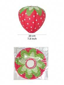 3pcs Red/Pink Strawberry Shaped Paper Lanterns, Party Decorations For Birthday, Festival, Hanging Lanterns
