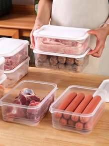 Juego de 6 piezas de 1200ML/42oz Cajas de almacenamiento para refrigerador, recipientes de conservación de alimentos con tapas, cajas apilables para congelador para carne, frutas, verduras, encurtidos, organización de cocina y loncheras para exteriores