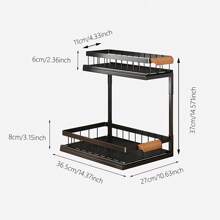 1pc Carbon Steel Under-Sink Storage Rack - Adjustable Multi-Tier Organizer For Kitchen & Bathroom Cabinets, Space-Saving Layered Shelves, No Power Needed, Bathroom Rack Organizer, Rustresistant Material