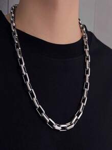 Pulsera cubana de eslabones gruesos de acero de titanio con diseño minimalista, collar de cadena gruesa de estilo hip-hop unisex de alta gama para uso diario