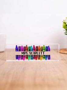 1pc Personalized Teacher Desk Sign, Teacher Acrylic Block Name Plate, Teachers Gifts Acrylic Plaque, Teacher Desk Decorations For Office School Supplies, Back-To-School Gift - Multicolor - View 16