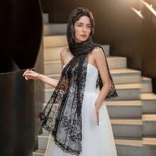 Leichter weißer Spitzen-Brautschal-Umhang für Hochzeit, Brautjungfern, Cheongsam, Party, mit Rosenblatt-Vintage-Spitzenmuster, Frühling/Sommer - Schal - Übersicht 10