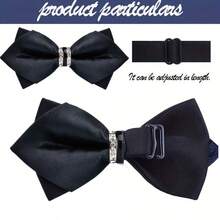1pc Polyester Men's Bow Tie, Suitable For Wedding, Party, Business Occasions - Black - View 4