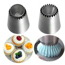 1 Pc Large Piping Tips Set - Grade Stainless Steel Big Piping Nozzles Kit For Pastry Cupcakes Cakes Decorating Supplies Baking Set - Silver - View 9