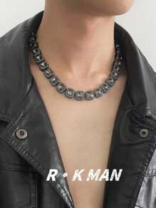 1pc Fashion Gun Shaped Alloy Square Pendant Necklace & Bracelet Jewelry Set For Men, Sophisticated Hiphop Accessories Suitable For Daily Wear