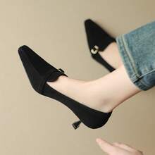 2025 New French Retro Grinding Sand Brown Lily Shoes With Square Head Thin Heels And Mouth High Heels Simple But High-Class Summer Is New And Undefined, But Thanks To Freedom, How Can You Do The Clothes You Choose Every Time Are The Best Surprise For Yourself Valentine's Day Gifts, Birthday Gifts, Waterproof Family, Wife, Lover, Mother, Best Friend - 黑色 - 查看 3