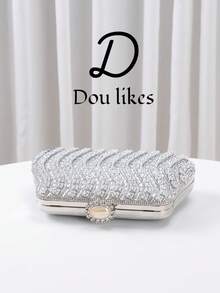 Women's Sparkling Crystal Decorated Evening Clutch Purse, With Metal Rhinestone Decor, Gleaming Box Style Wallet, Perfect For Creating A Charming Look, Suitable For Brides, Weddings, Parties, Balls, Birthday Gifts, Valentine's Gifts, Gatherings, Crossbody Bag, Handbag, Makeup Bag, Perfectly Matching New Year Outfits And Women's Party Dresses, Stylish Party Bag, Ideal For Parties, Weddings, Balls, Formal Dinners/Banquets