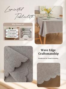 1pc Plain Simple Linen-Like Table Cloth, Woven Polyester Rectangular Table Cover, Solid Color, Stain Resistant, Easy Clean, Suitable For Dining Room, Kitchen, Home Decor, Table Top, Perfect For Gatherings, Parties And Decoration