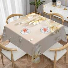 1/20pcs Simple Fresh White Floral Pattern Tablecloth, Fashion Theme, Outdoor Camping Rectangle Tablecloth, Perfect For Dinner, Picnic Essentials, Party Decorations, Dinner Gatherings And Home Decoration - Multicolor - View 26