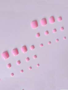 24 片粉色平头短方形按压式脚趾甲简约风格光泽全覆盖假脚趾甲适合女性和女孩让手指更迷人搭配日常服装美甲用品指甲 - 淺粉色 - 查看 5