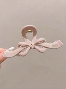 Elegant Bowknot Solid Color Hair Clip With Sophisticated Letter Design, Suitable For Women To Wear On Dates, Parties, Gatherings Fashion Hair Accessories Beauty Claw Clips Casual Hair Claw