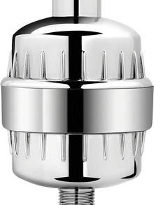 1 件高输出通用淋浴过滤器，带可更换多级滤芯 - 快速将瘙痒、湿疹和痤疮转化为光亮的头发、指甲和皮肤 - 镀铬 (SF220) ﻿