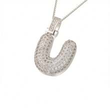1pc Fashionable Gold A-Z 26 Bubble Letter Pendant Necklace, Suitable For Men & Women Daily Wear