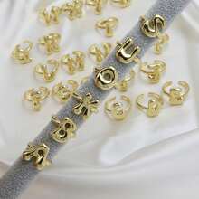 Anillo de letra inicial del alfabeto inglés A-Z, diseño personalizado chapado en oro de 18K - anillo - Ver 4