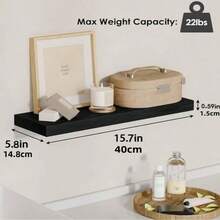 [1/2/4 件套 / 厚度 0.59 英寸 * 宽度 5.8 英寸 * 长度 15.7 英寸] 浮动壁挂式储物架，1 层浮动架，展示架，书架，相框装饰架，厨房香料瓶收纳架，办公室小雕像展示架，卧室床头柜装饰架，棕色/黑色/白色可选，适用于卧室/厨房/书房/客厅/浴室]