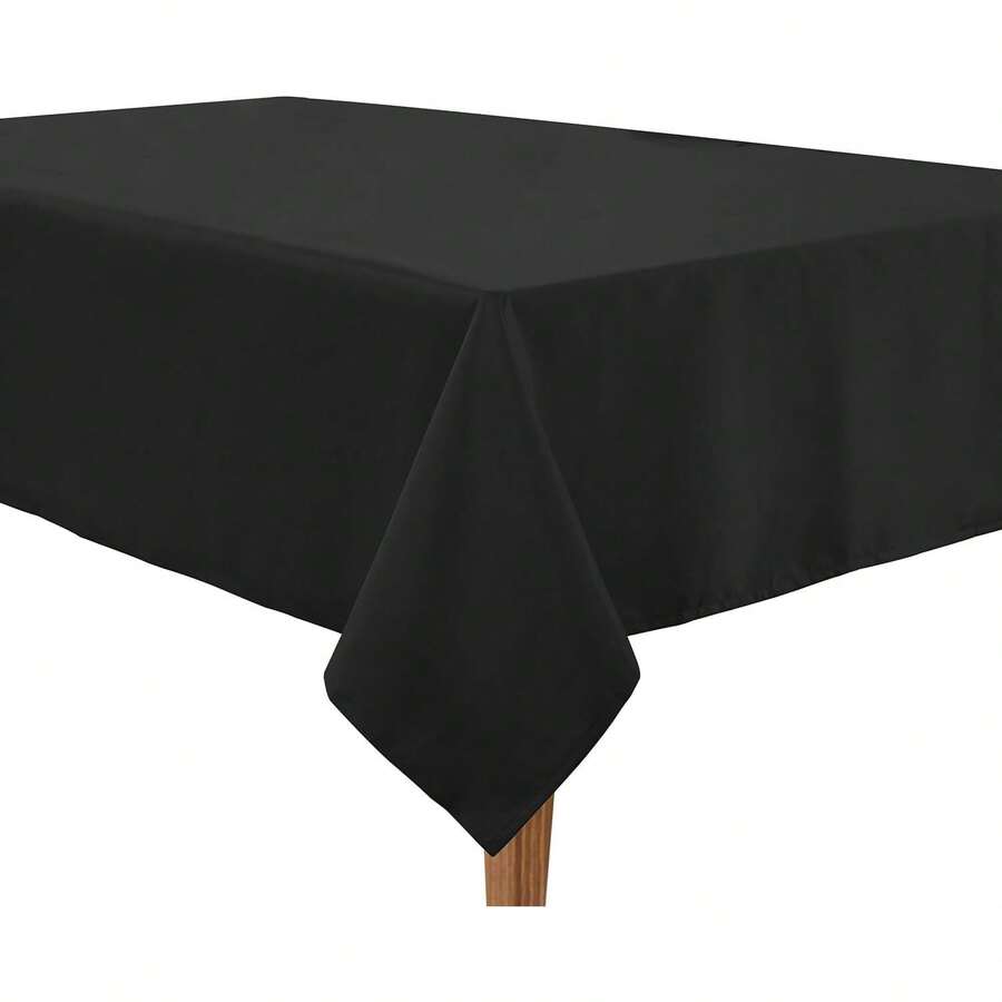 Rectangle Tablecloth 60 X 84 Inch, Stain Resistant Rectangular Table Cloth Dining Table, Buffet Parties And Camping, Wrinkle Resistant Washable Polyester Decorative Table Cover, Black - Black - View 1