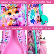 Set de 3 mochilas para niñas de 16", mochila escolar con lentejuelas y lonchera, mochilas escolares lindas con diseño de zorro para primaria y jardín de infantes - Mochila - Ver 4