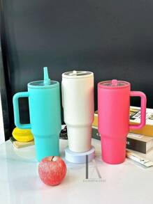 40oz Leak-Proof Insulated Stainless Steel , Foldable Direct Drinking Mouth With Straw, Handle And Leak-Proof Cover Travel Mug For Hot/Cold Drinks Back To School