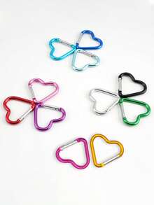 心形登山扣，铝制弹簧钩夹钥匙扣，钓鱼用自动锁定钥匙扣夹，心形铝制弹簧钩夹钥匙扣，徒步旅行、旅行、居家、跑步、冒险和露营登山扣 - 彩色 - 查看 12