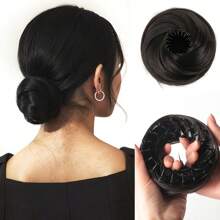 4-Inch Expandable Elegant Women's Hair Bun Maker | High-Temperature Fiber, Suitable For All Hair Types, Safe Adhesive Design, Easy Bun Styling, Fashionable Black Hair Bun Maker