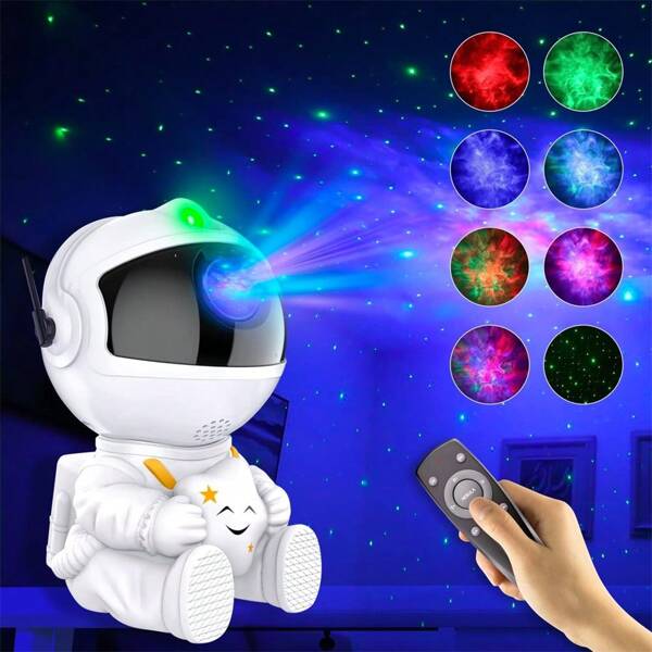 Luz de ambiente con cielo estrellado, luz de noche con astronauta, luz proyectora de galaxia, luz de decoración de escritorio para el dormitorio del hogar