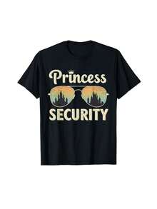 Princess Security Protection Retro Castle Matching Family T-Shirt Gift For Dad Gift For Travelers Mother's Day Gift For Grandma - Black - View 1
