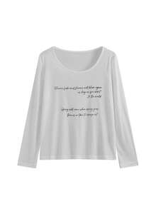 Women Loose Fit Printed Lightweight Sun Protection Casual Long Sleeve T-Shirt, Summer - White - View 4