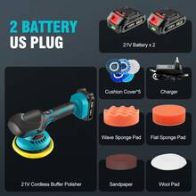 ONEVAN Lucidatrice per auto senza fili, kit lucidatrice e lucidatrice per auto, lucidatrice senza fili con 2 batterie, kit lucidatrice elettrica a velocità variabile, kit per lucidatura auto per dettagli/lucidatura/ceratura auto