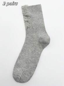 1/2/3/5 Pares de Calcetines mujer de pila rota de unicolor, calcetines de tripulación con agujeros rotos, estilo vintage, gruesos, para pareja, calcetines hasta el tobillo con agujeros en la calle