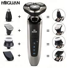 Afeitadora eléctrica para hombres, afeitadora eléctrica rotativa recargable seca/húmeda 3D, máquina de afeitar, regalo del Día del Padre para papá, esposo, novio, capacidad de batería 600 mAh