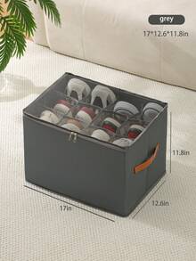 1pc/2pcs Foldable Fabric Storage Box With Lid, Dust-Proof Shoe Storage Container, Multi-Functional Compartment Organizer Box - Multicolor - View 12