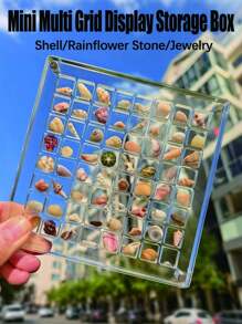 1pc 36/33/17 Grids Acrylic Square Transparent Seashell Storage Box, Beach Stones Specimen Display, Mini Jewelry Box, Handmade Gift, Decorative Desktop Organizer Box, DIY Storage Box, Holiday Gift For Women Storage Organizer Travel Essentials Back To School Dormitory Storage
