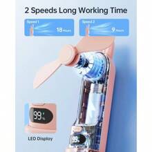 TFFFPortable Handheld Mini Fan: 2 In 1 Rechargeable Hand Held Fan With Backup Power And Digital Display Summer Essentials For Travel Concerts Makeup Lash Gifts For Women Girls Pink