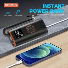 Compresor de aire portátil para inflar neumáticos, bomba de aire portátil 3 veces más rápida y arrancador de potencia, adecuado para neumáticos de automóvil, bomba de aire inalámbrica de 180 PSI con batería potente, con manómetro digital, adecuado para neumáticos de automóvil, bicicleta y motocicleta, pelotas deportivas - Negro - Ver 5